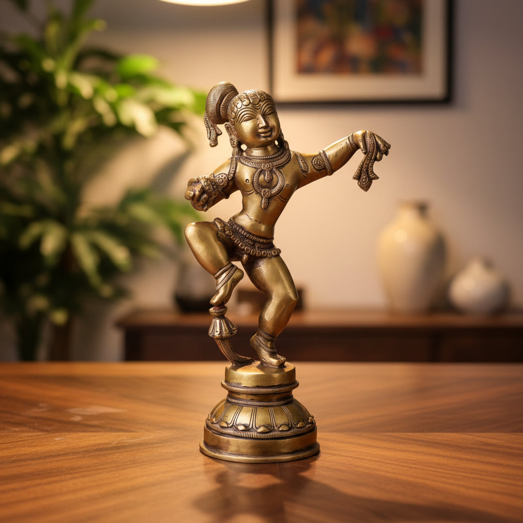 Brass Krishna Nartana Dancing Statue-ArtyCraftz.com