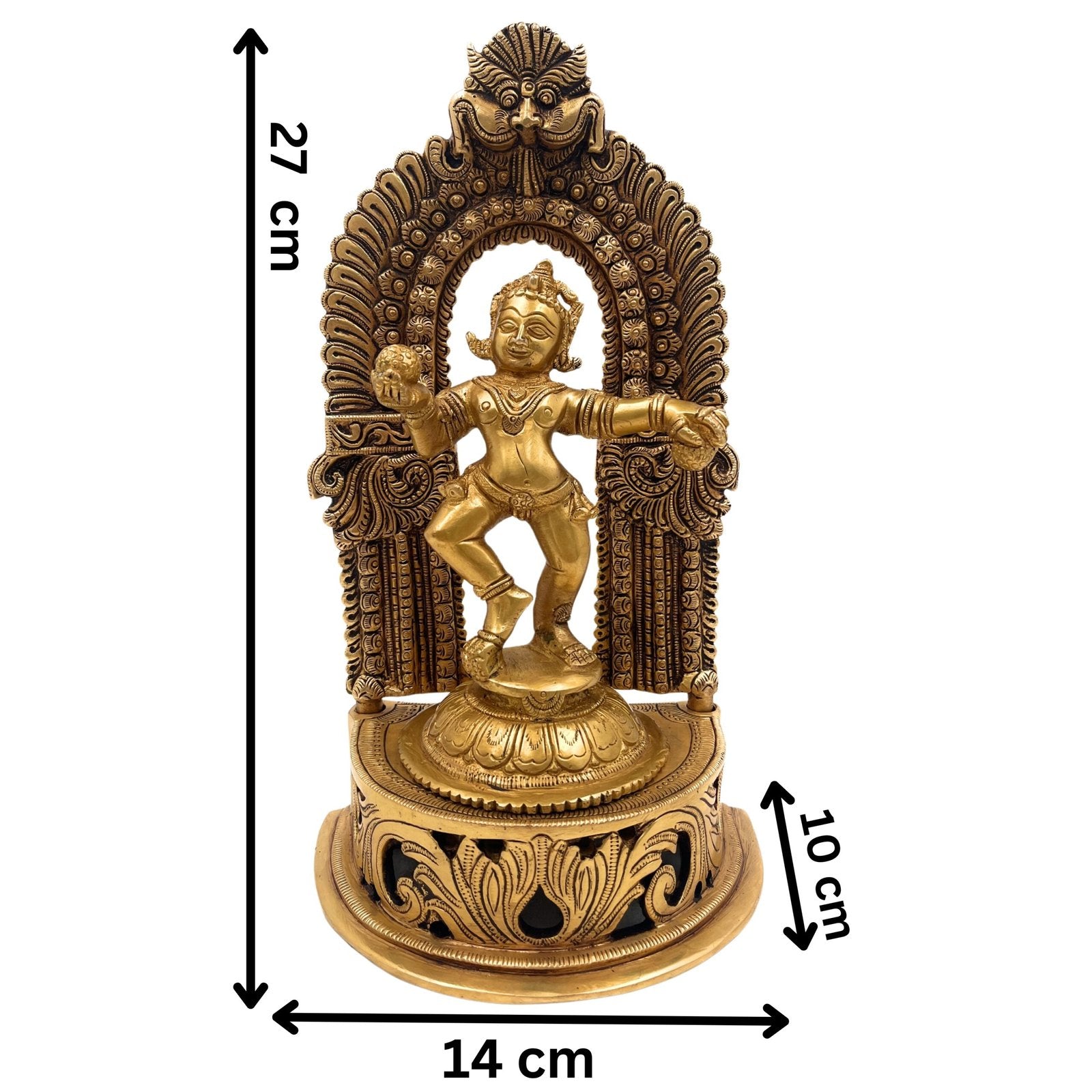 Brass Ladoo Krishna with Prabhavali-ArtyCraftz.com