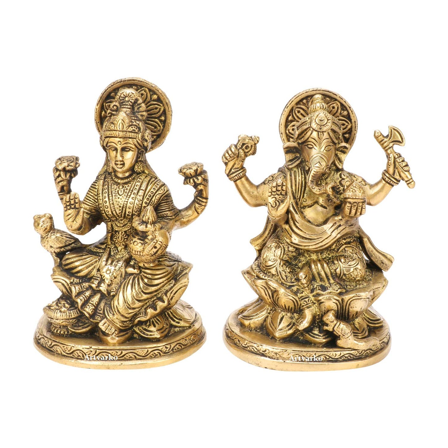 Brass Lakshmi and Ganesha idol set-artycraftz.com
