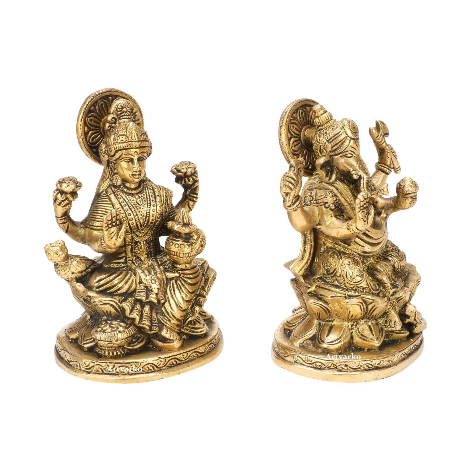 Brass Lakshmi and Ganesha idol set-artycraftz.com