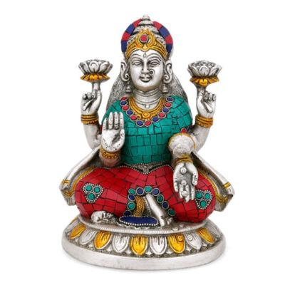 Brass Ganesha Lakshmi Inlay Work Statue