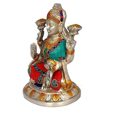 Brass Ganesha Lakshmi Inlay Work Statue