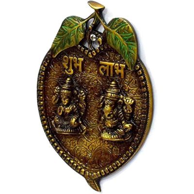 Brass Lakshmi and Ganesha Wall Hanging