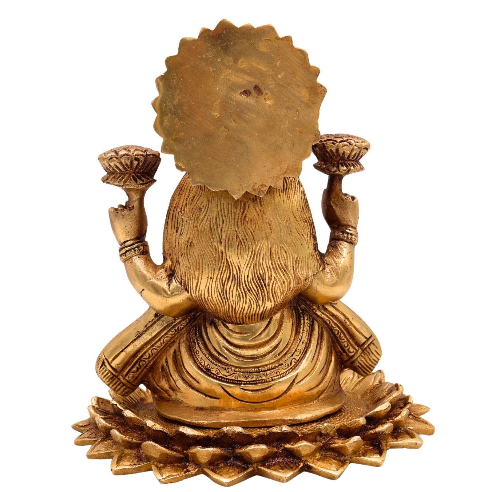 Brass Lakshmi on Lotus Base Statue-ArtyCraftz.com