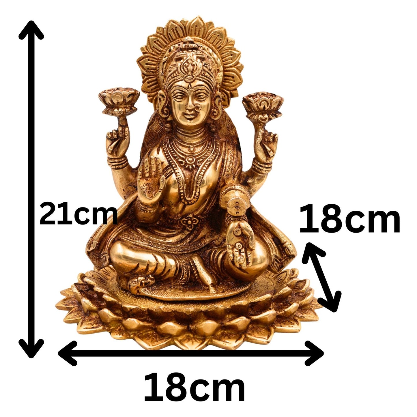 Brass Lakshmi on Lotus Base Statue-ArtyCraftz.com
