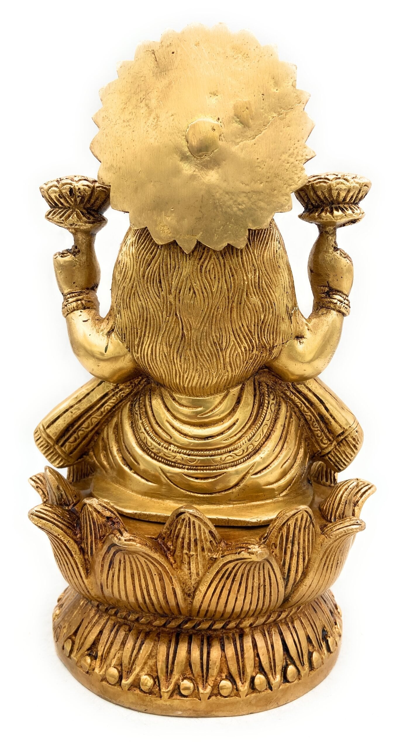 Brass Lakshmi on Lotus Petals Peedam Statue-ArtyCraftz.com
