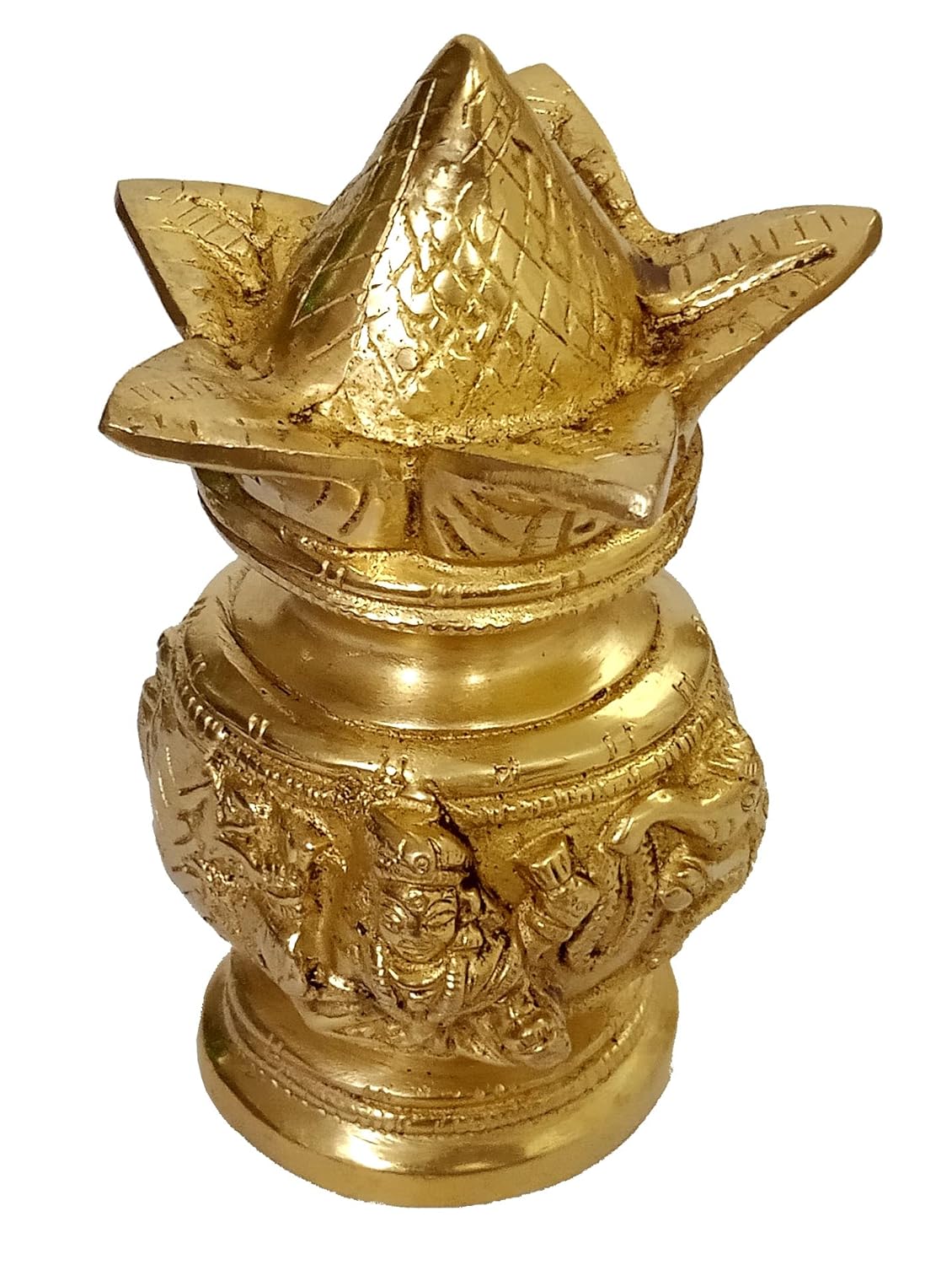 Brass Lakshmi with Elephants Engraved Kalash-ArtyCraftz.com