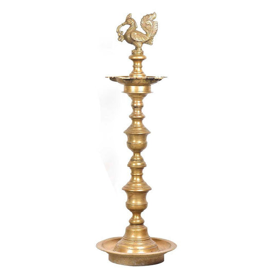 Brass LargeMayur Lamp, Height 56.5"