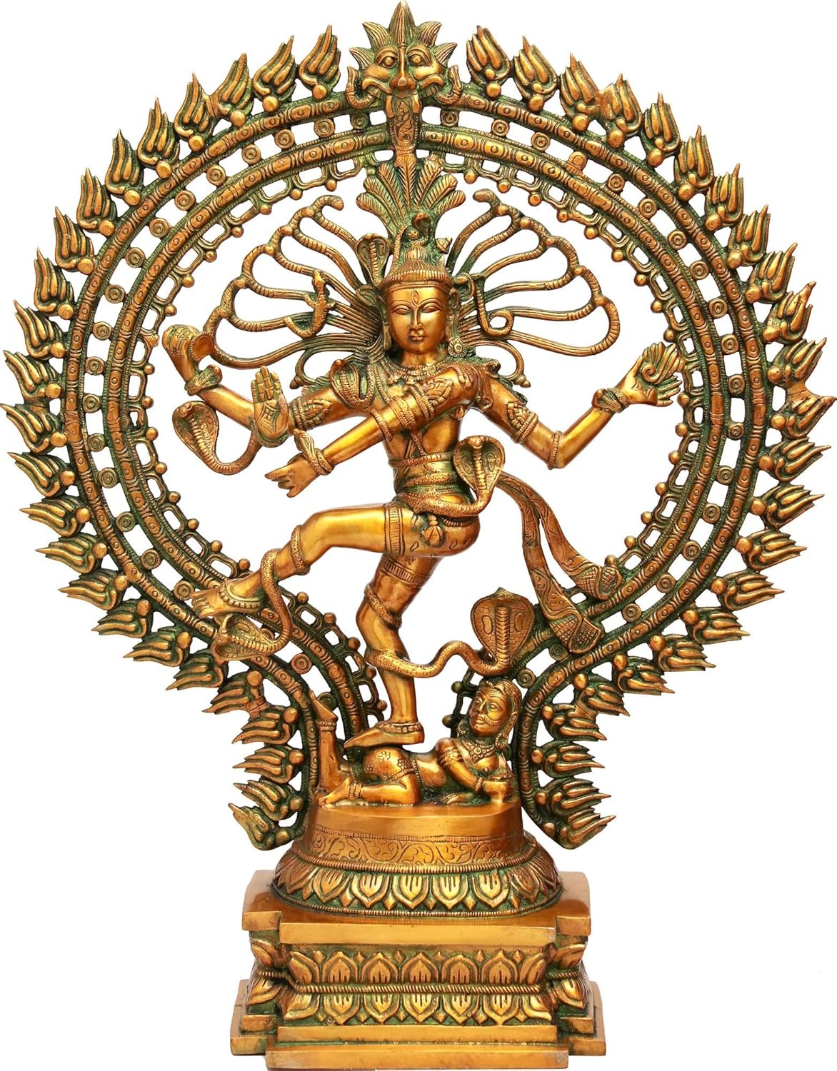 Brass Large Nataraja 28 InchesStatue in Golden Green Finish-ArtyCraftz.com