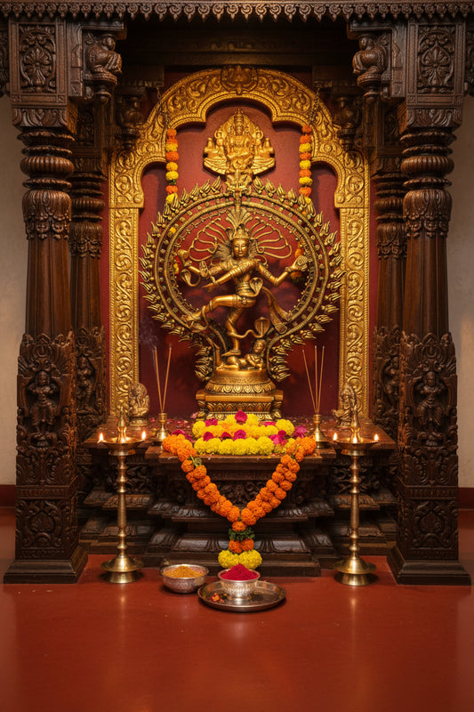 Brass Large Nataraja 28 InchesStatue in Golden Green Finish-ArtyCraftz.com