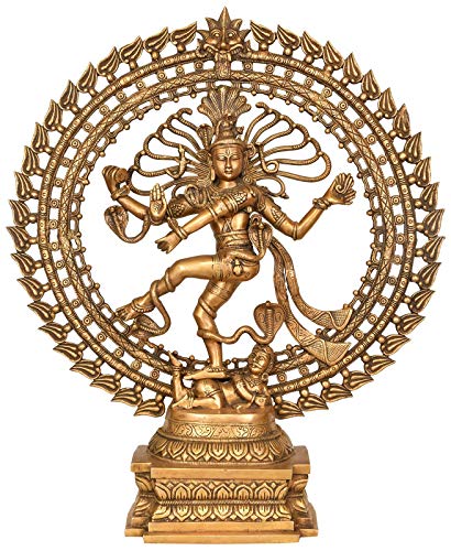 Brass Large Nataraja Statue in Superior Golden Finish, Height 28" I Home Decor - artycraftz.com