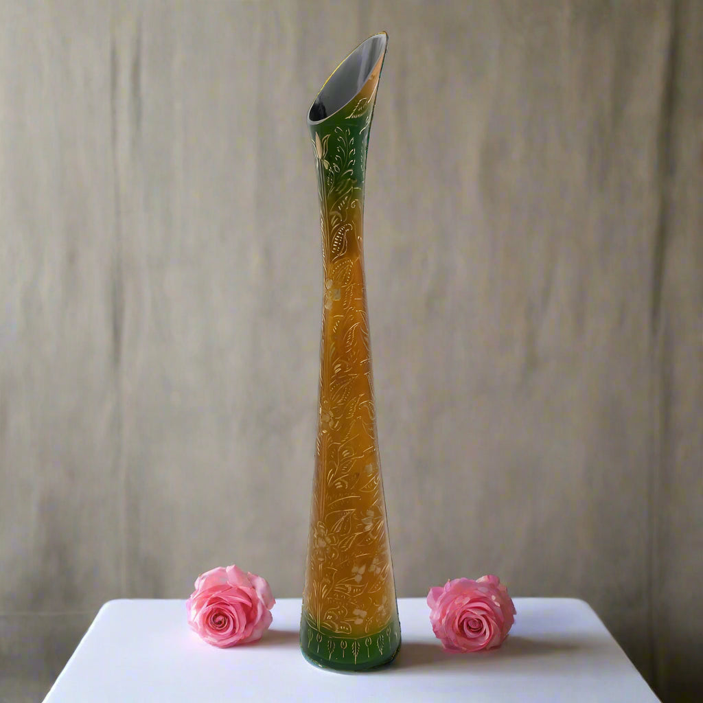 Brass Leaves Printed Vase -ArtyCraftz.com