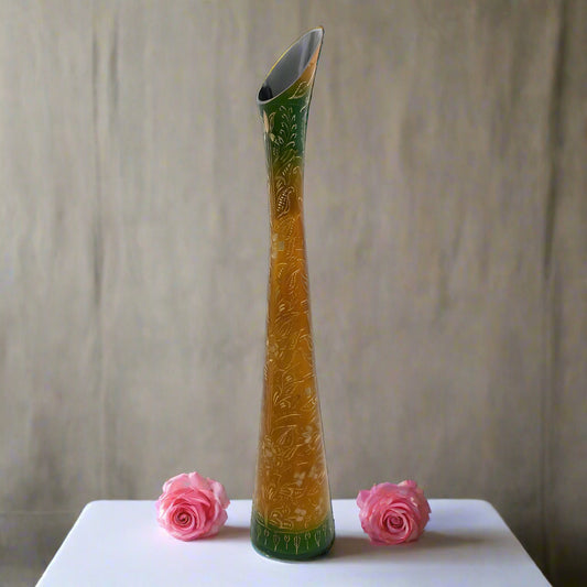 Brass Leaves Printed Vase -ArtyCraftz.com