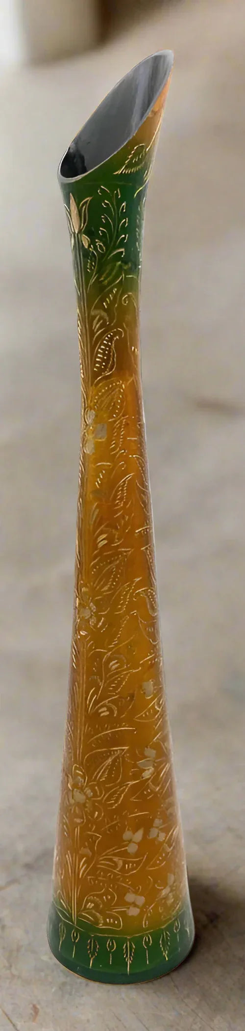 Brass Leaves Printed Vase-ArtyCraftz.com