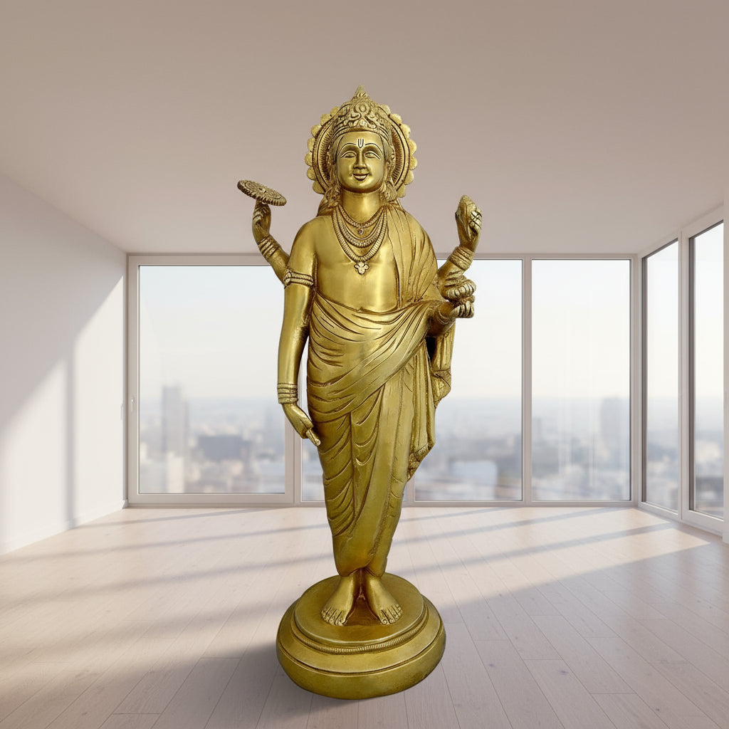 Brass Lord Dhanvantri 18 Inches Statue-ArtyCraftz.com