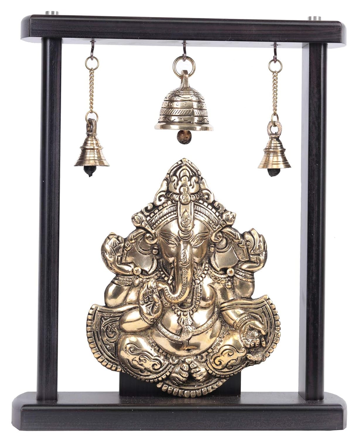 Brass Lord Ganesha Ganesh Murti Idol Statue with Bells Height 13.2 inches - ArtyCraftz.com