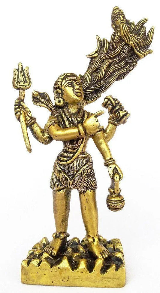Brass Lord Shiva Maa Ganga jata Statue Home Decor H - 16 cm - ArtyCraftz.com