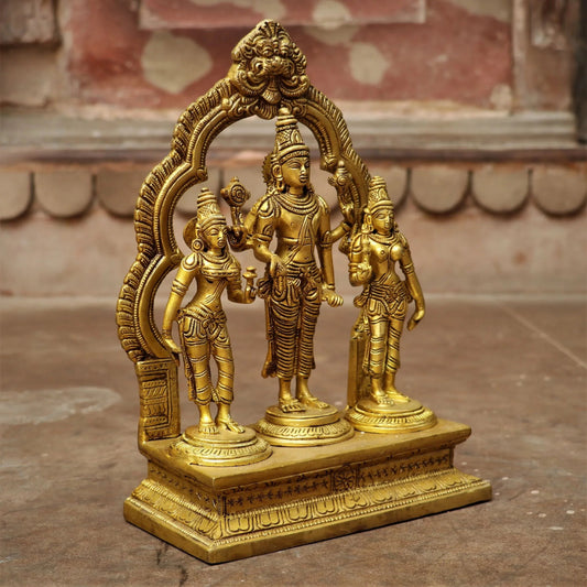 Brass Lord Vishnu, Shridevi and Bhudevi Statue-ArtyCraftz.com