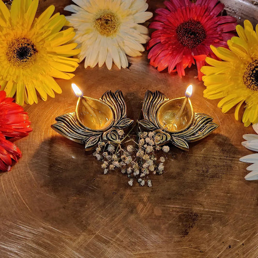 Brass Lotus Kamal Laxmi Deepam Diya Home Decor Gifting Diya - ArtyCraftz.com