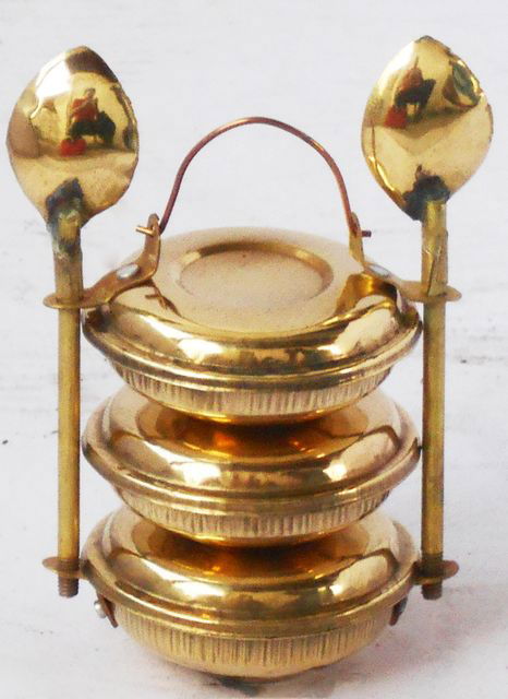 Brass Lunch Box Small Miniature Toy Children Playing - 2*2*3.5 inch - ArtyCraftz.com