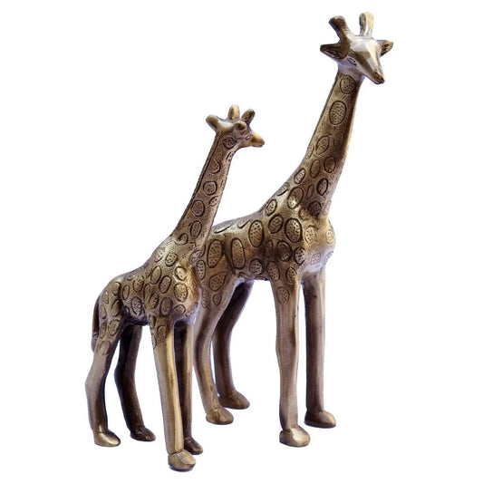 Brass Made Girraf (Mother and Baby Girraf) Pair in Antique Finish - ArtyCraftz.com