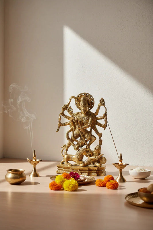 Brass Durga Mahishasura Mardini Idol- ArtyCraftz.com