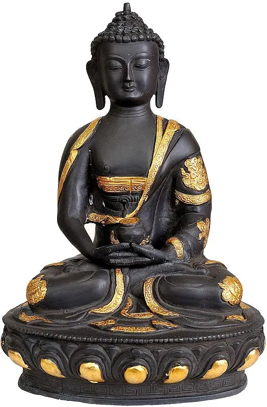 Brass Meditating Sakyamuni Buddha Black colored Statue-ArtyCraftz.com