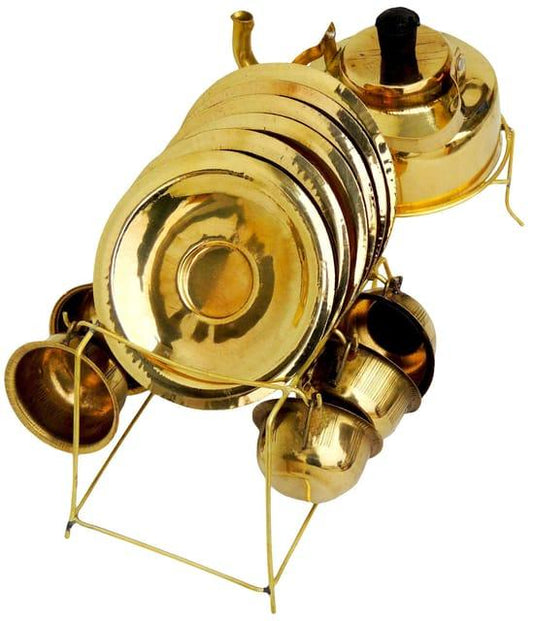 Brass Miniature Tea Cup Saucer & Kettle Set-ArtyCraftz.com