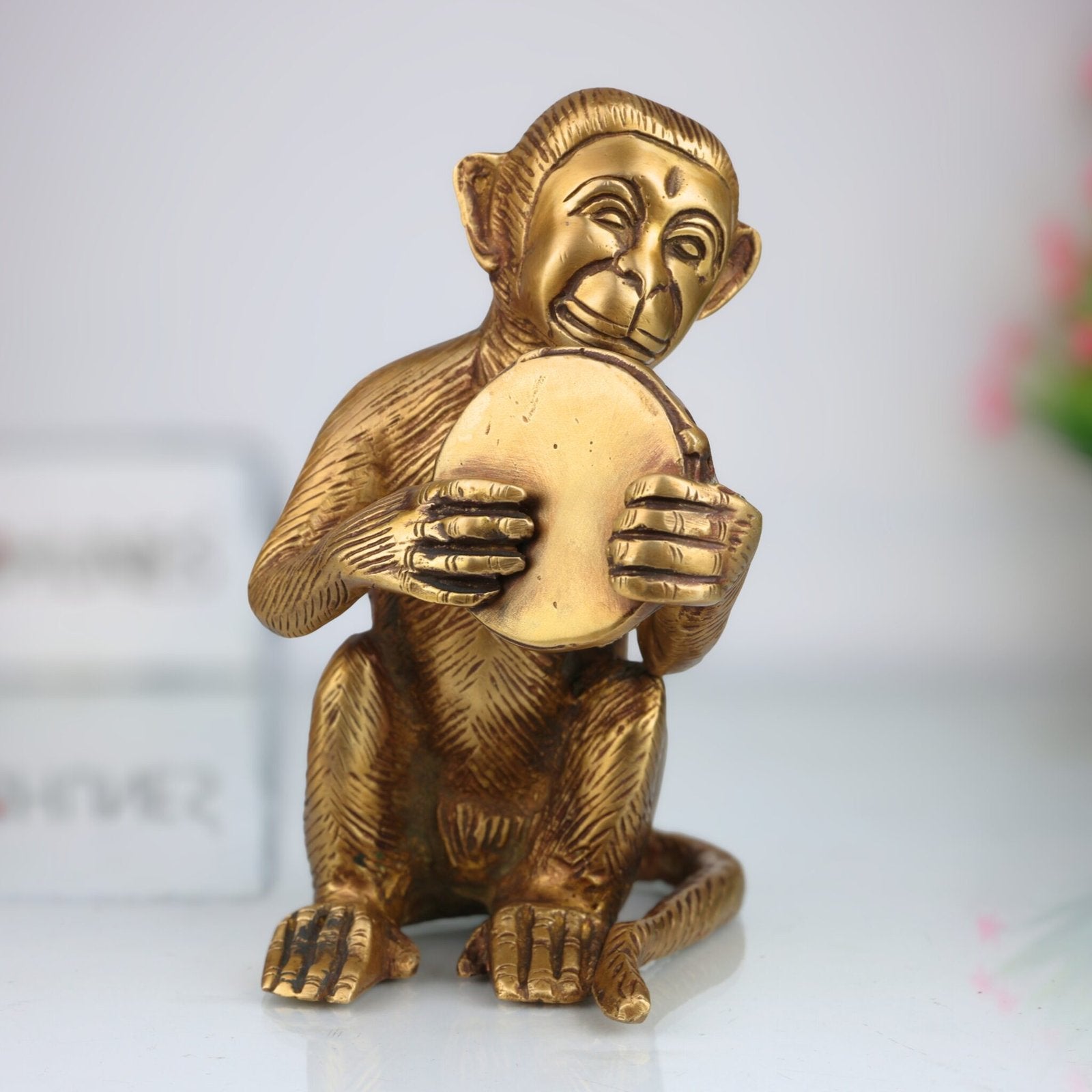 Brass Monkey with Plate Idol-ArtyCraftz.com