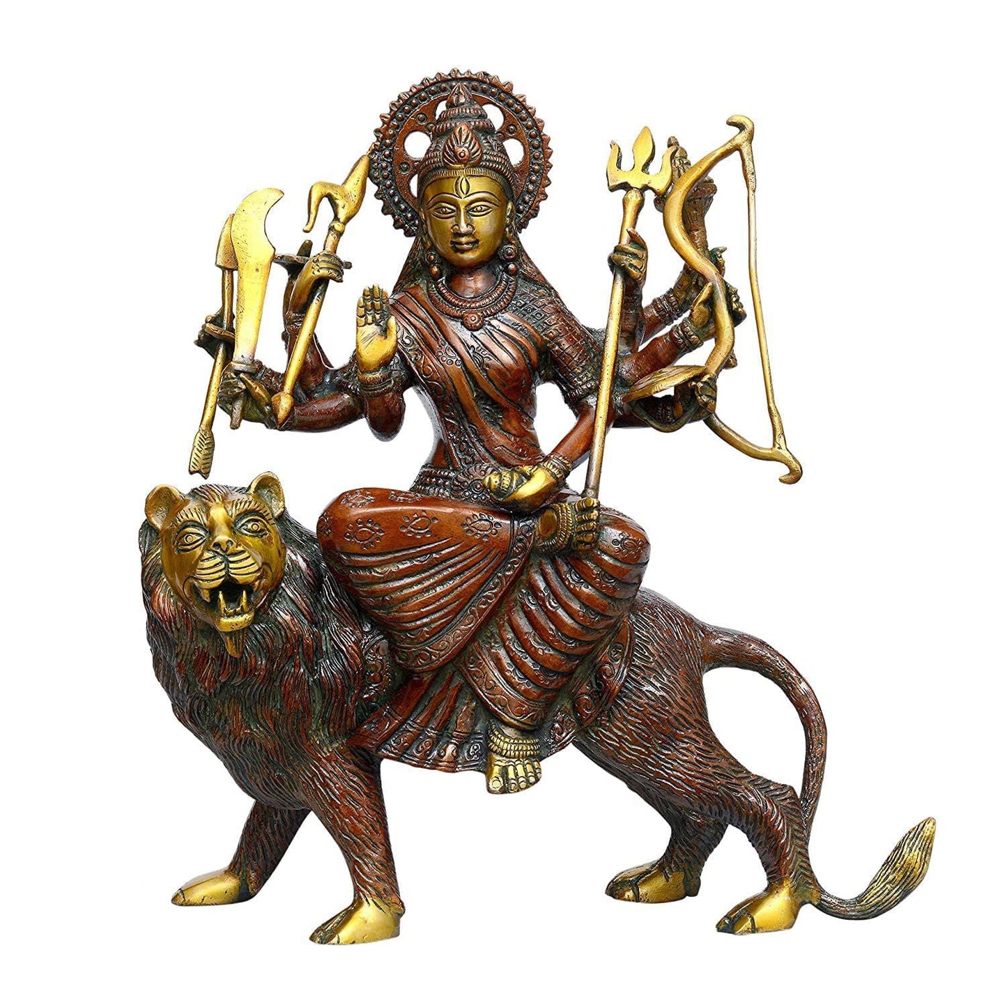 Brass Mother Goddess Durga Statue, Height 11.5 inches - ArtyCraftz.com