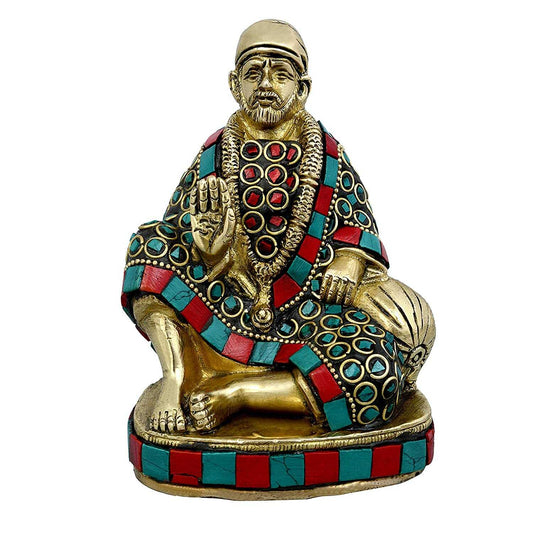 Brass Multicolour Shirdi Sai Baba Statue-ArtyCraftz.com