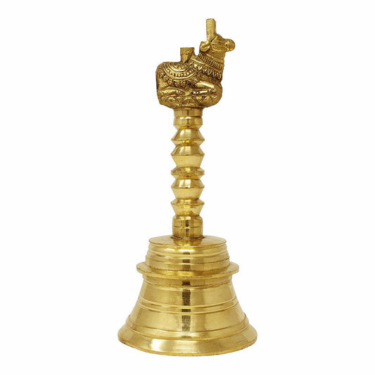 Brass Nandhi Pooja Hand Bell, Artisan Crafted for Puja, Home Decoration and Gifting (4.5 Inch Height) - ArtyCraftz.com