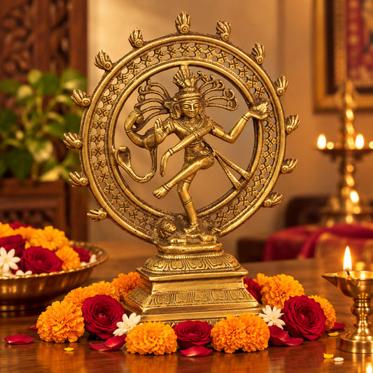 Brass Nataraja Idol 9 Inch Traditional Dancing Shiva Statue-artycraftz.com