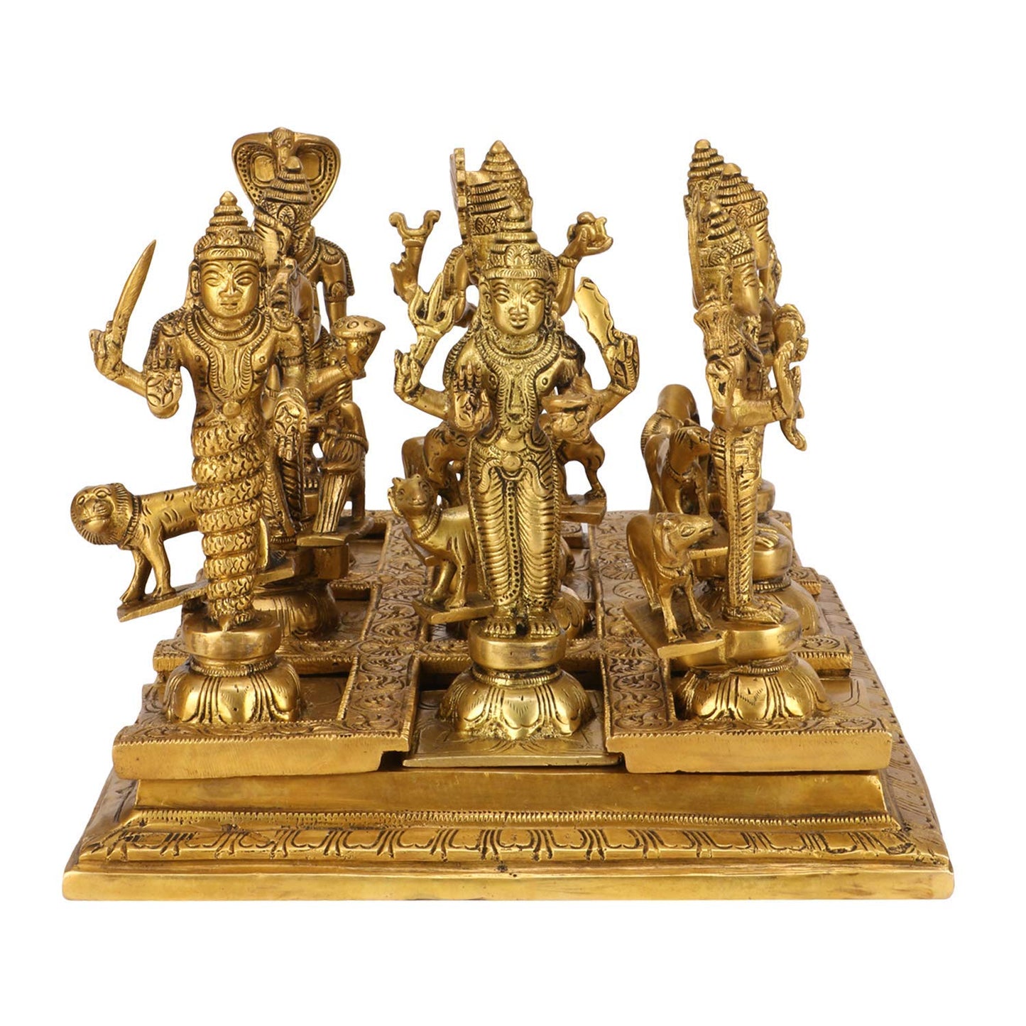 Brass Navagraha Statue Set with Their Vahanas-ArtyCraftz.com