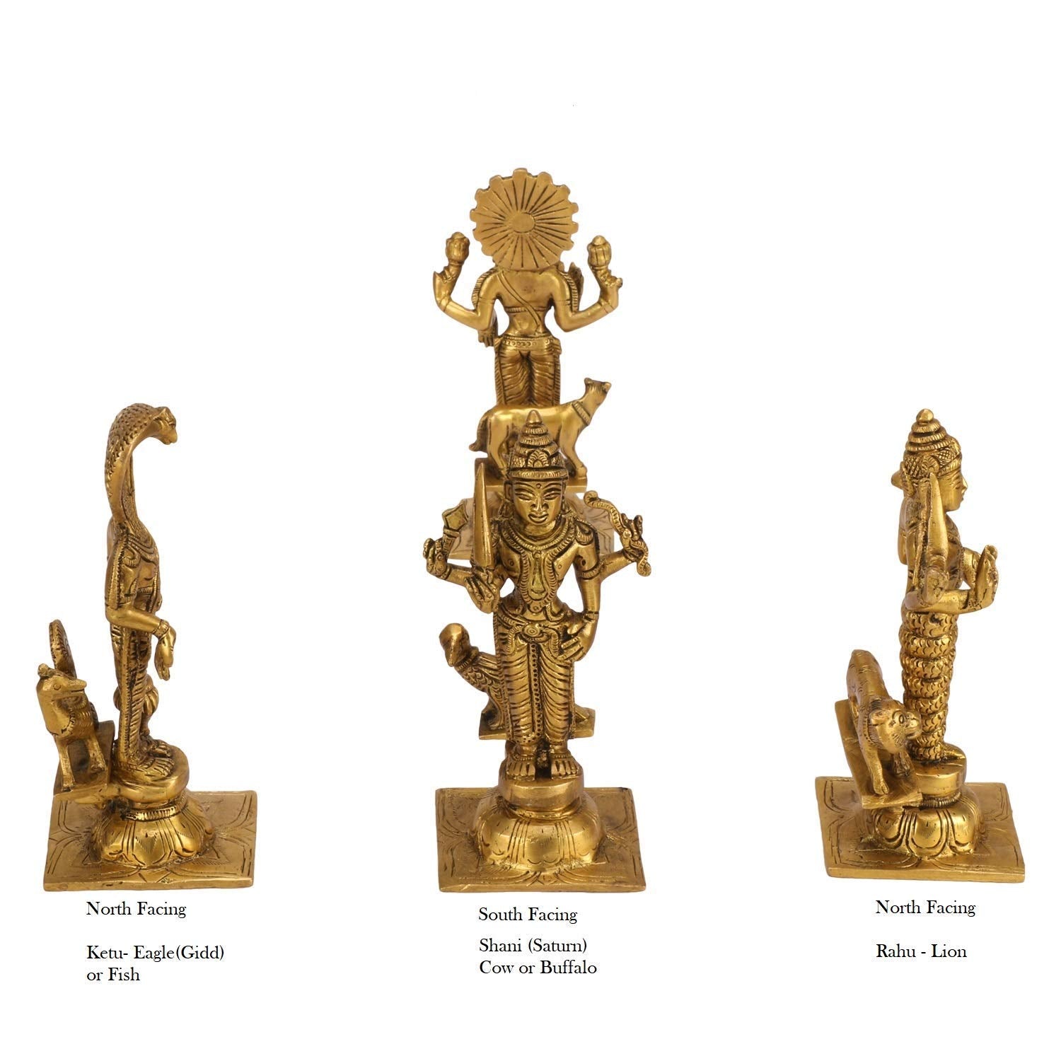 Brass Navagraha Statue Set with Their Vahanas -ArtyCraftz.com