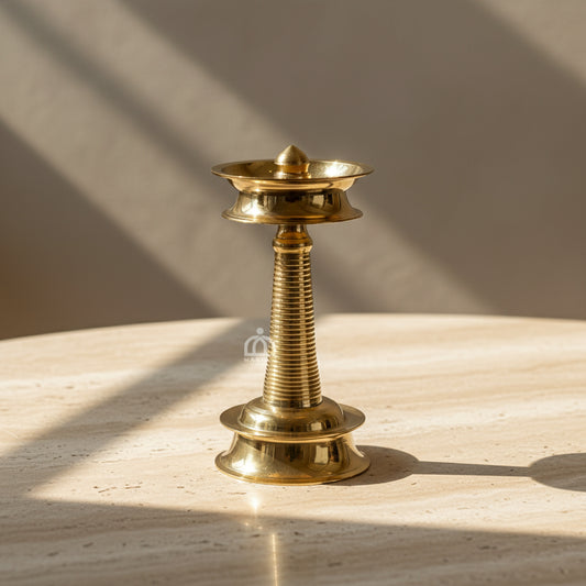 Brass Nilavilakku With Bud Design-ArtyCraftz.com