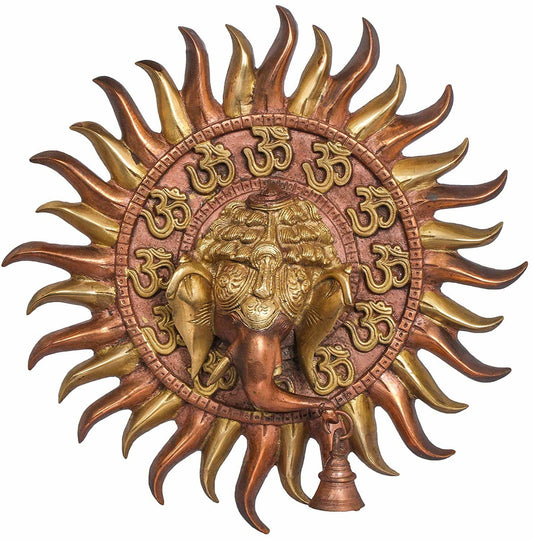 Brass Om Ganesha Wall Hanging Mask, Height: 10.7 inches - ArtyCraftz.com