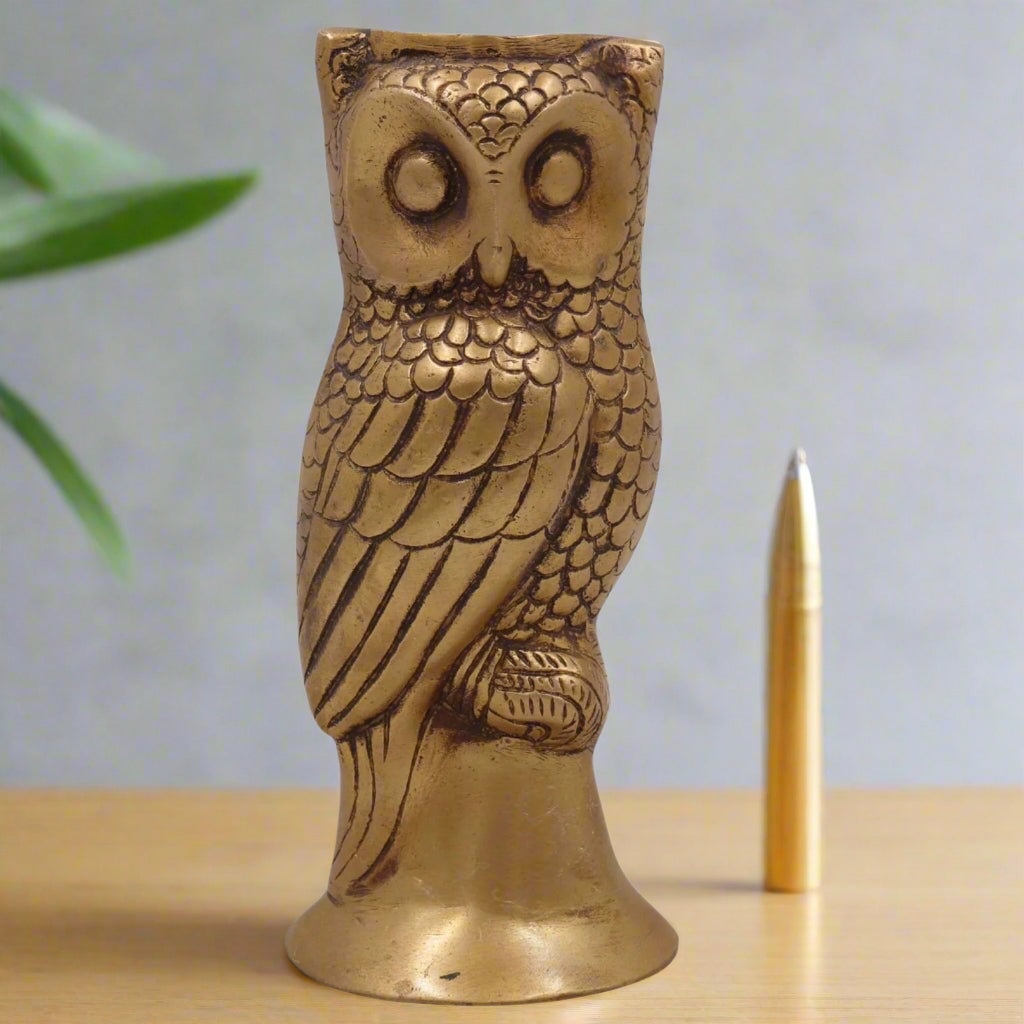 Brass Owl Pen Holder-ArtyCraftz.com