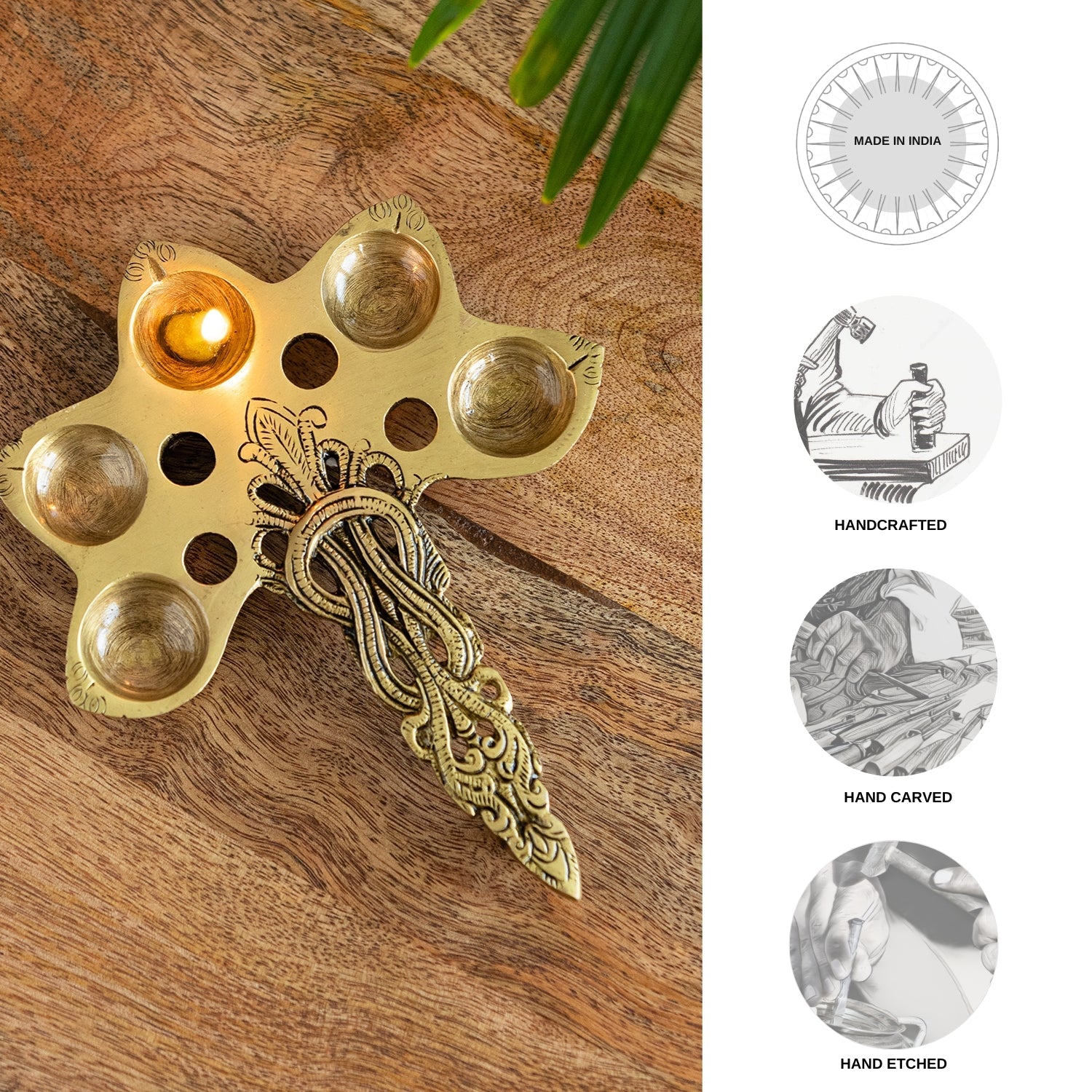 Brass Panch Deep Aarti Diya-ArtyCraftz.com