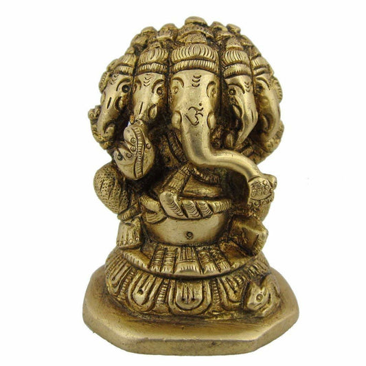 Brass Panchmukhi Ganesha Idol- Brass Staue - ArtyCraftz.com