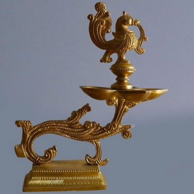 Brass Peacock 5 Wick Diya - ArtyCraftz.com