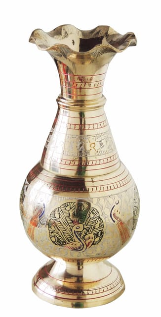 Brass Peacock Engraved Decorative Flower Vase-ArtyCraftz.com