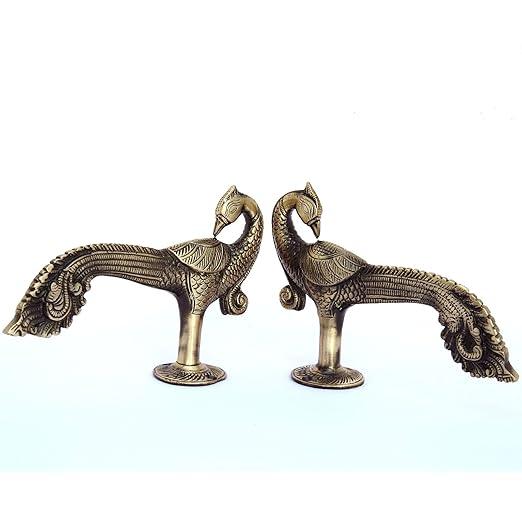 Brass Peacock 7.5 Inches Door Handle In White background