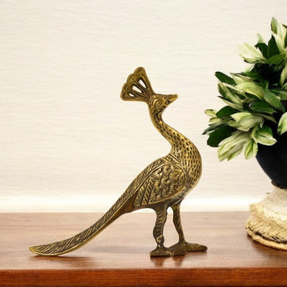 Brass Peacock Bird Figurine for Table Decor Showpiece Statue