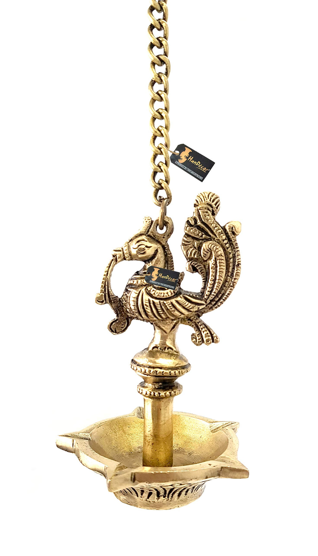 Brass Peacock Thooku Vilakku-Hanging Pooja Lamp-artycraftz.com