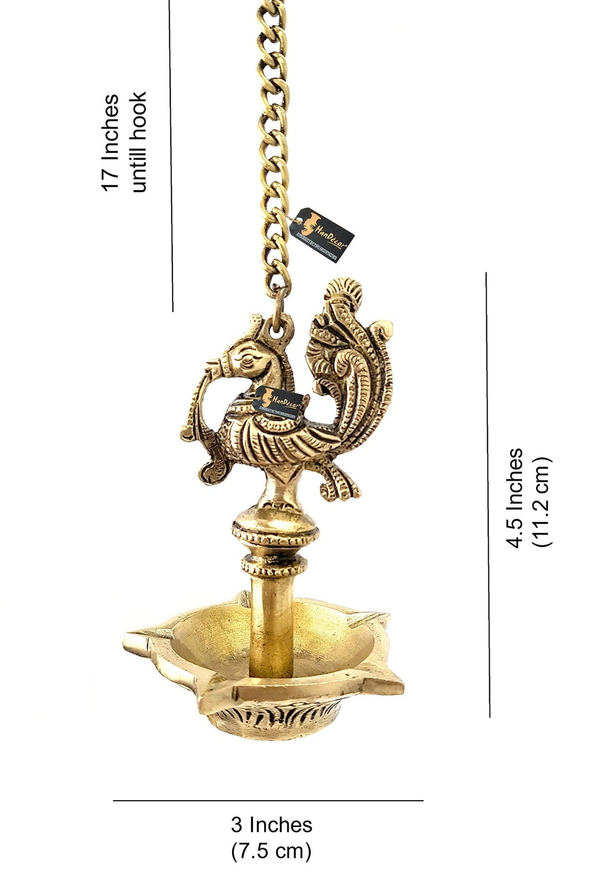 Brass Peacock Thooku Vilakku-Hanging Pooja Lamp-artycraftz.com