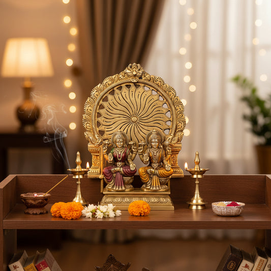 Brass Prabhavali Tiruvachi Thiruvasi Arch Frame  Lotus Design (21 cm)-ArtyCraftz.com