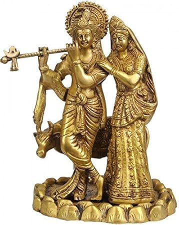 Brass Radha-Krishna Statue 10.5" Inches - ArtyCraftz.com