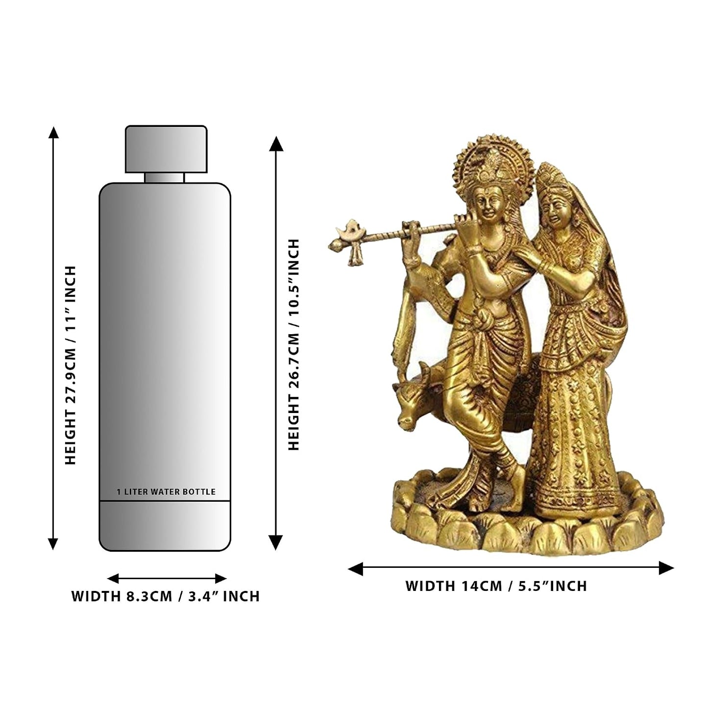Brass Radha-Krishna Statue 10.5" Inches - ArtyCraftz.com