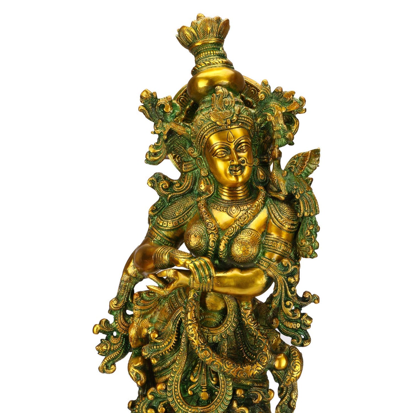 Brass Radha Green statue-ArtyCraftz.com